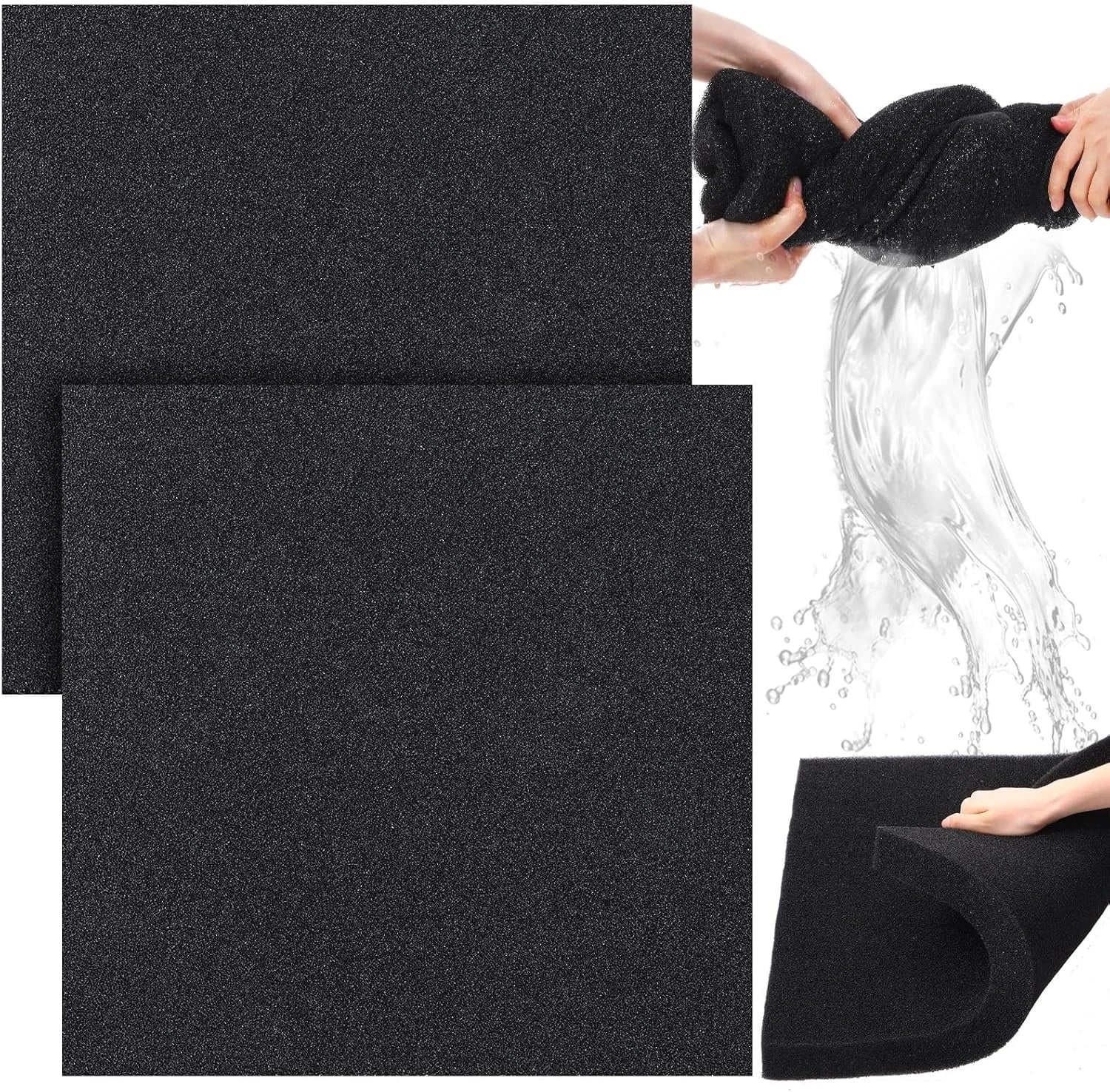 Woxin Black Fish Tank Sponge Filter Media Pad 19.69 X 19.69 X 1.57 Inches Aquarium Filter Foam Aquatic Pet Aquatic Pet Product