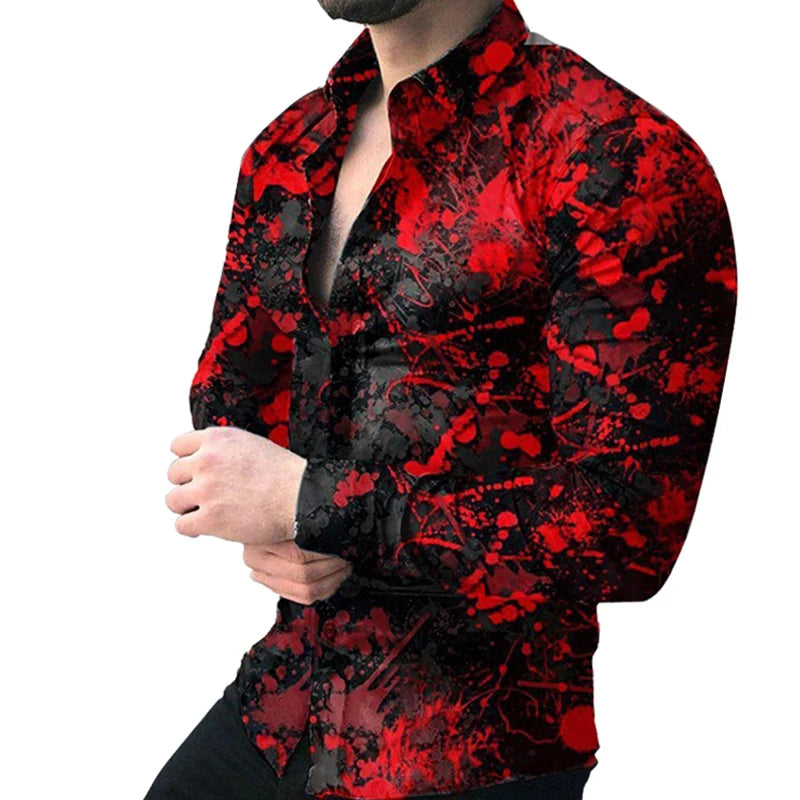 Men's Long Sleeve Woven Spring Stand Collar Casual Button Down Dress Shirts