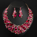 QS Luxury Exaggeration Large Water Drop Rhinestone Necklace Earrings Bridal Wedding Jewelry Sets