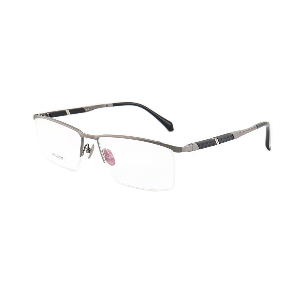 High Quality Titanium Half Frame Optical Glasses Business-Style Kacamata Eyewear for Men