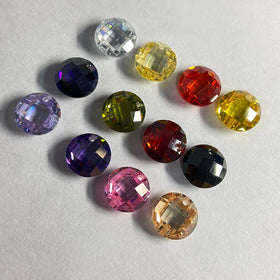 Round Double Checker Cut Cubic Zircon Gemstone Beads with Hole for Pendant Earring Jewelry