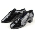Comfortable Black Patent Leather Latin Salsa Dancing Shoes for Men Zapatos De Baile Size US 4.5-13.5 Heel Height 4cm Boys'