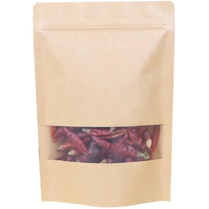 Wholesale Matte Black Zip Lock Tea Bag with Window Stand-Up Food & Beverage Packaging Foil & Tea Sack for Tea & Coffee