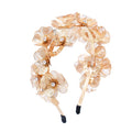 European Vintage Style Baroque Rose Lace Flower Design Gold Plated Metal Hairband Tiara New Wedding Crystal Crystal for Women