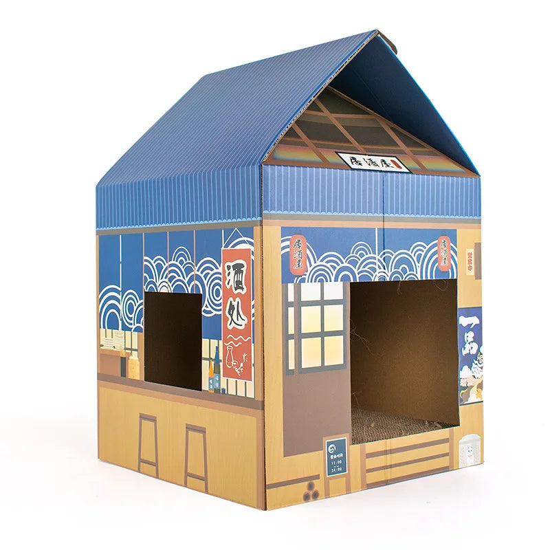 Factory Hot Sale 2023 New Design Juguetes Para Gatos Reversible Corrugated Paper Cat Scratch Board House Scratcher Toy for Cats