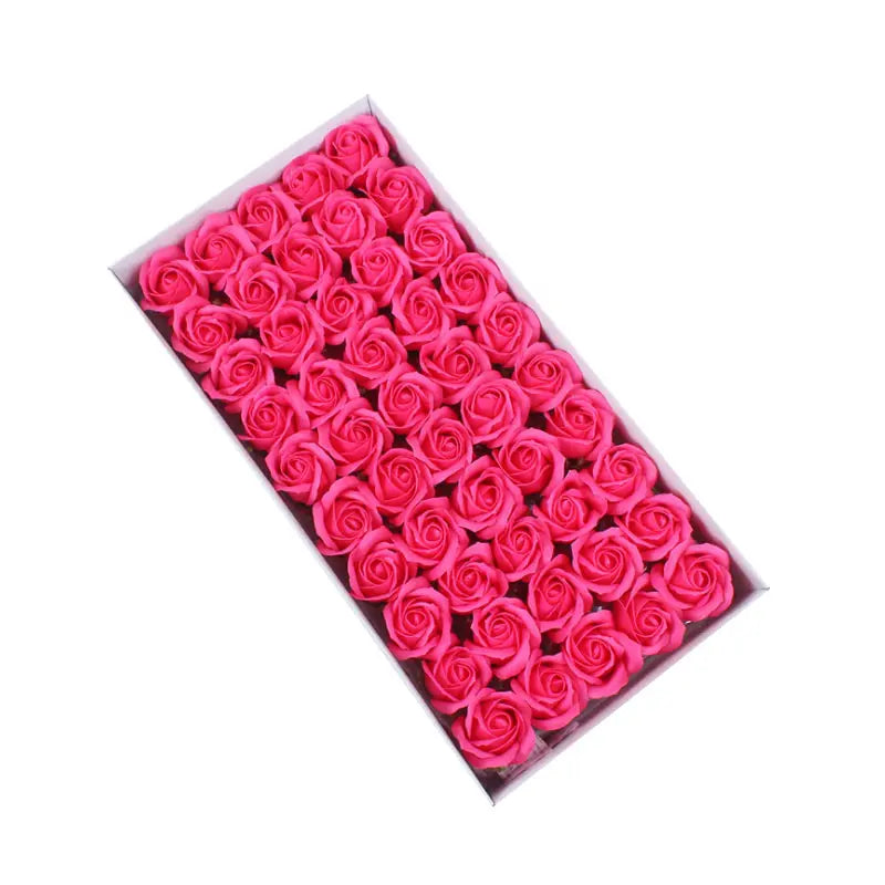 INUNION Factory Price 50pcs/box Decorative Flowers Rose Head Girlfriend Artificial Gift Boxes Rose Soap Flower Box MegaBDM
