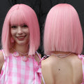 Immediate Delivery Short Light Pink Bob Wigs With Bangs Natural Synthetic Wigs for Women Daily Hair Heat Resistant Fibre Wig