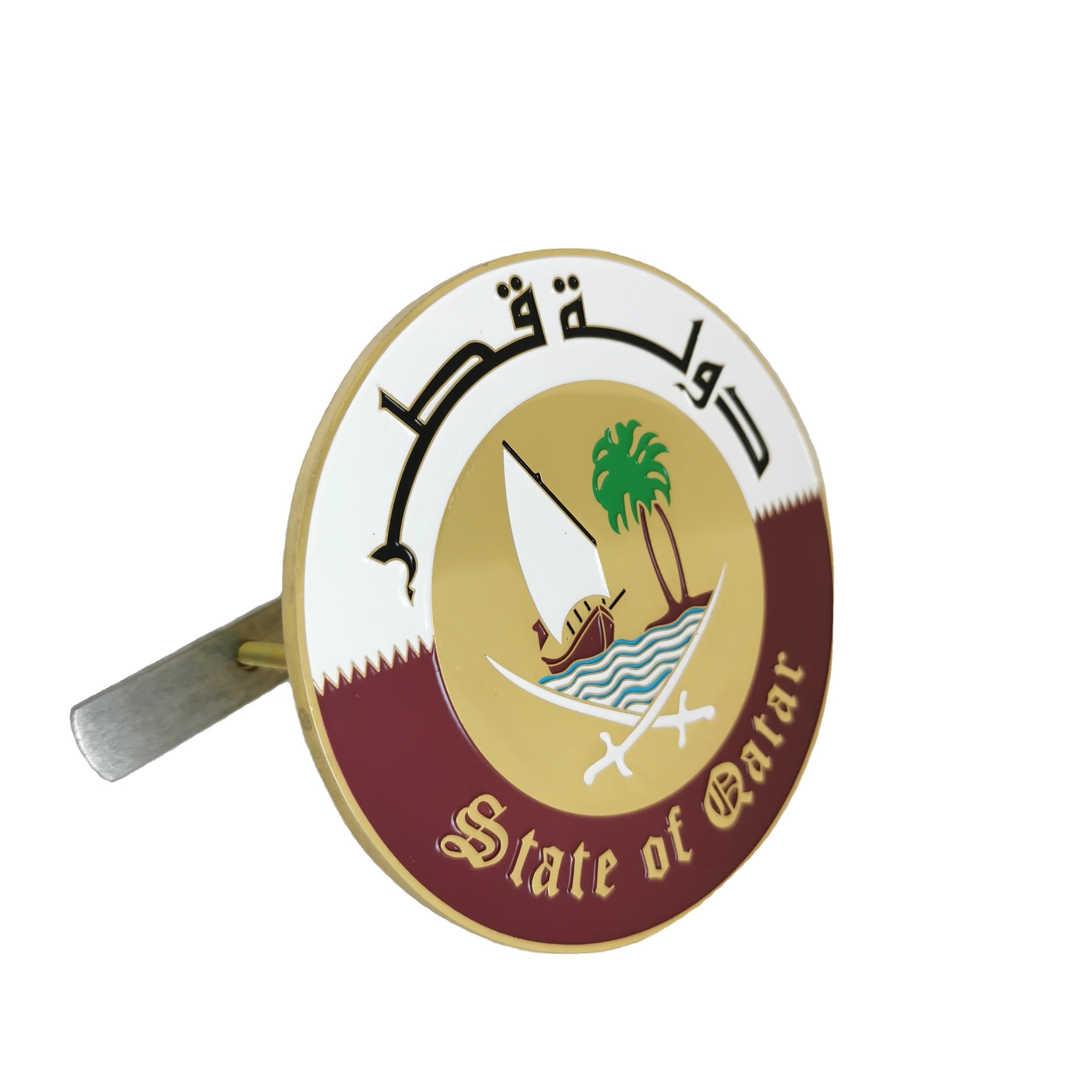 Hot Sales Qatar National Emblem logo Metal Car Badge Qatar Product Car Emblem Ready to Ship Low Moq