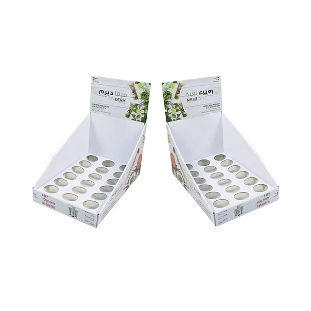 Supermarket Retail Store Counter Display Box Cosmetic Corrugated Cardboard PVC Packaging Bottle Shop Shelf Application