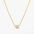 Joolim 18K Gold Plated Non Tarnish Waterproof Cubic Waterdrop Rectangle Double Zirconia Joint Pendant Stainless Steel Necklace MegaBDM