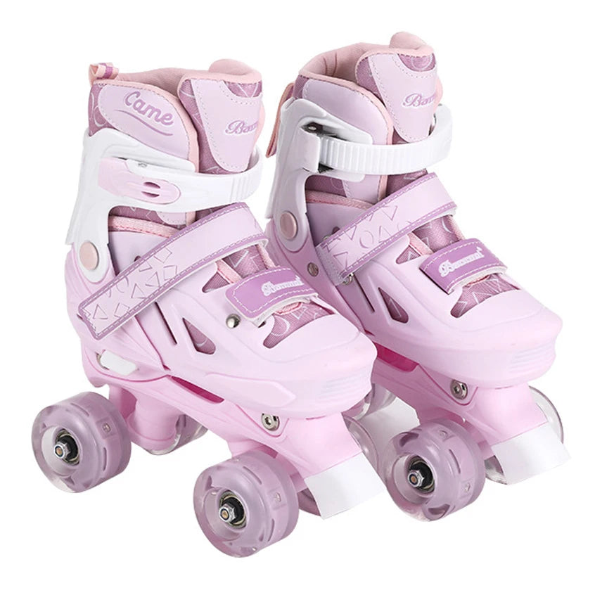 EACH Hot Sales Flashing Wheels Roller Skating Shoe Soy Luna 4 Wheels Quad Adjustable Roller Skates for Kids