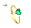 Ason Fashion Exquisite Oval Cut Emerald 18 k Gold Ring  Jewelry Green Emerald Handmade Waterproof  Rings for Girls