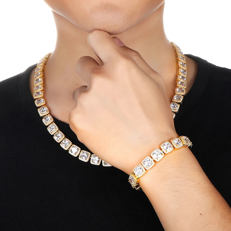 Hip Hop Jewelry Iced Out Glacier Big Diamond Tennis Chain Bracelet CZ Zircon Bracelets Plated in White/Yellow Gold for Men Women
