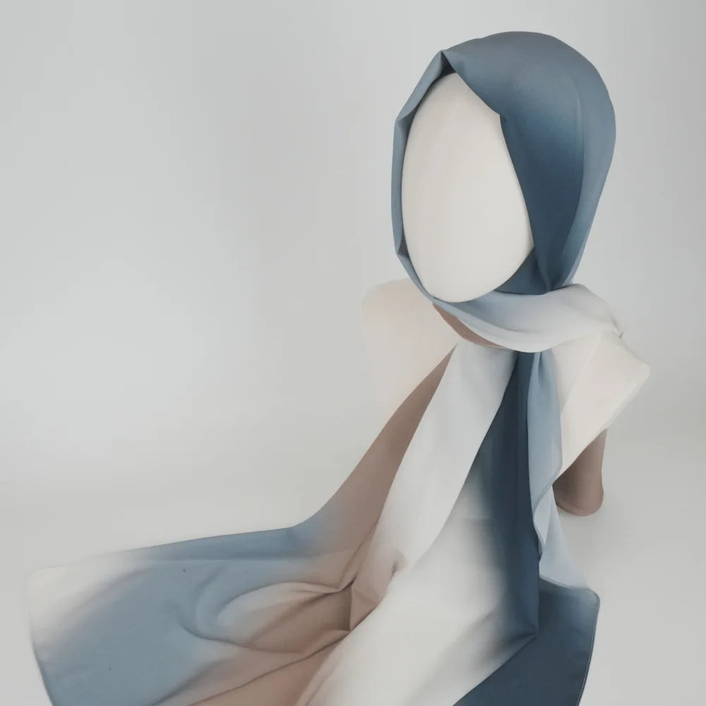 2024 New Fashion Ombre Printed Chiffon Hijab Malaysia Hijabs Printed Long Wrap Chiffon Hijab