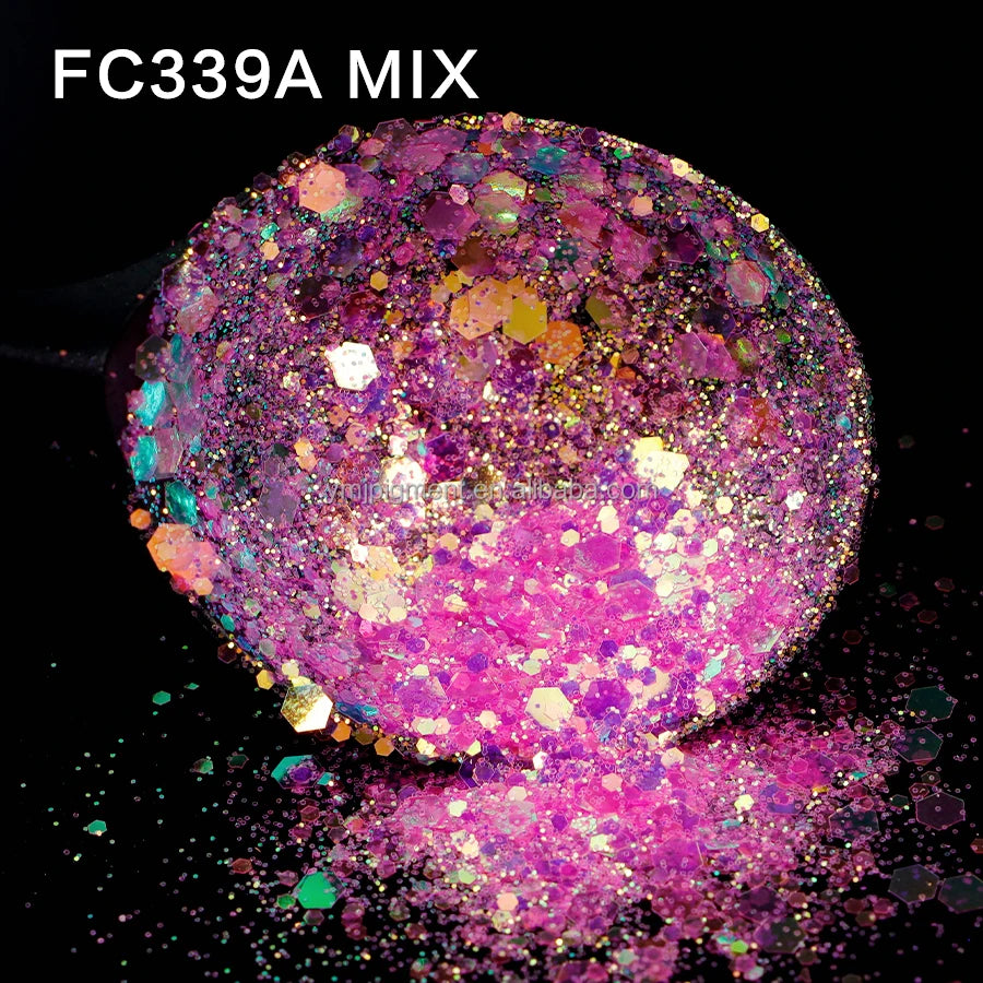 Wholesale Super Shiny Polyester Chunky Acrylic Nail Decoration Glitter Mix Sequins Sparkle Iridescent Nail Chunky Glitters