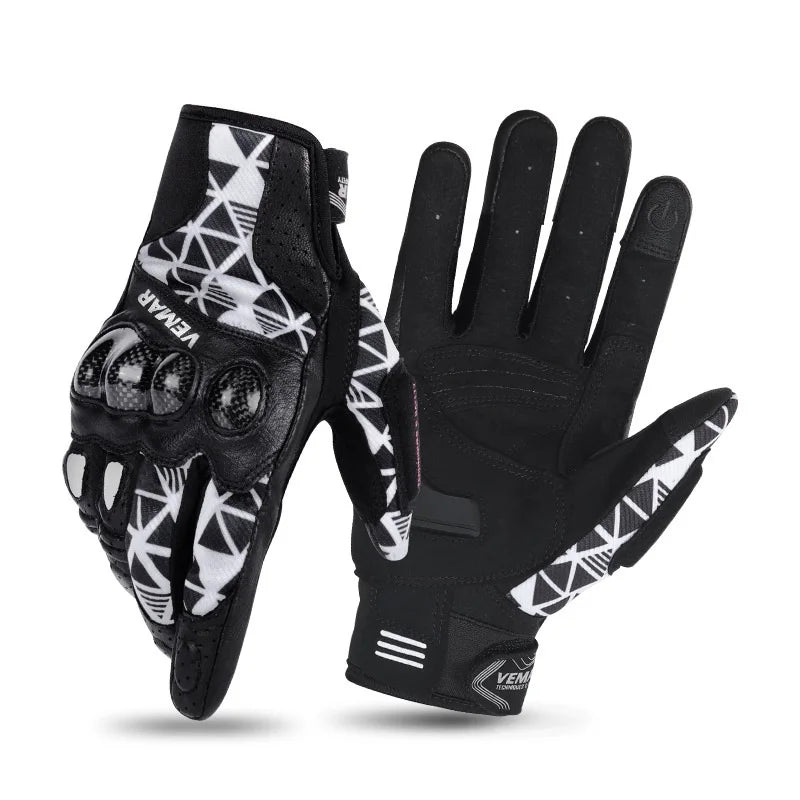 Factory Carbon Fiber Shell Goat Leather Motorcycle Gloves Reflective Motorcycle Accessories Fall-resistant Racing Glove