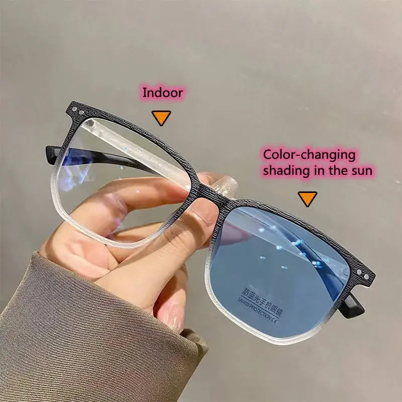 Vintage Fashion Women Men Color Change Photochromic New Anti Blue Light Glasses Frame Square Frames Glasses Eyewear
