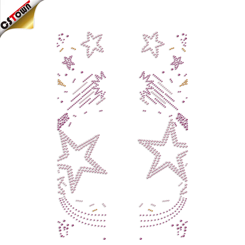 Custom Low Minimum Star Pattern Cheer Bows Strips Hotfix Rhinestone Transfer Custom Hotfix Rhinestone Transfer