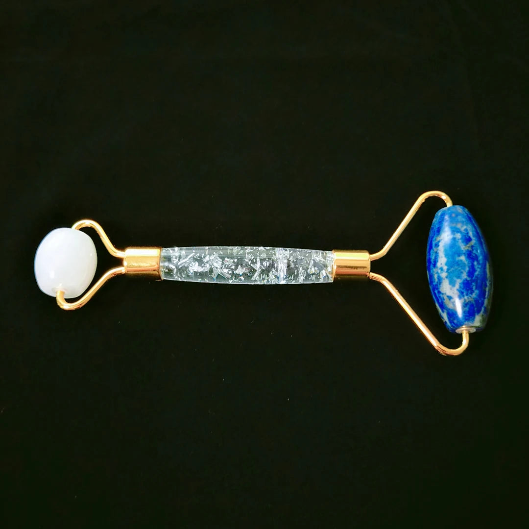 Huiying Beauty Handle Lapis Lazuli Face Jade Flower Handle White Jade Roller