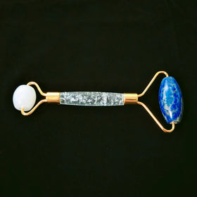 HY Beauty Handle Lapis Lazuli Face Jade Flower Handle White Jade Roller