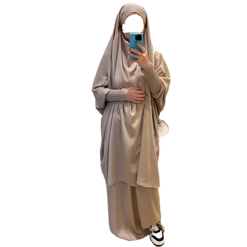 Hot Selling Traditional Muslim Clothing 2 Pcs Prayer Jilbab With Skirt Muslim Dresses Islamic Clothing Abaya Set