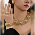 Meizi Exaggerated 18K Gold-plated Brass Waterproof Fashion Jewelry Earrings Rings and Necklaces for Women