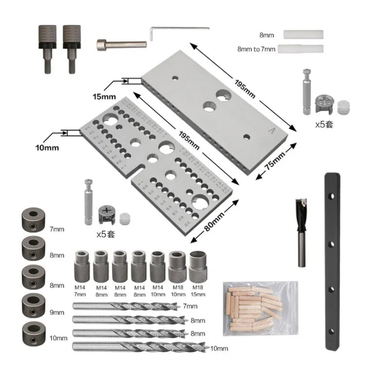 3 in 1 Woodworking Drill Locator Dowelling Jig for Furniture Fast Connecting 2 in 1 Adjustable Drilling Guide Punching Locator