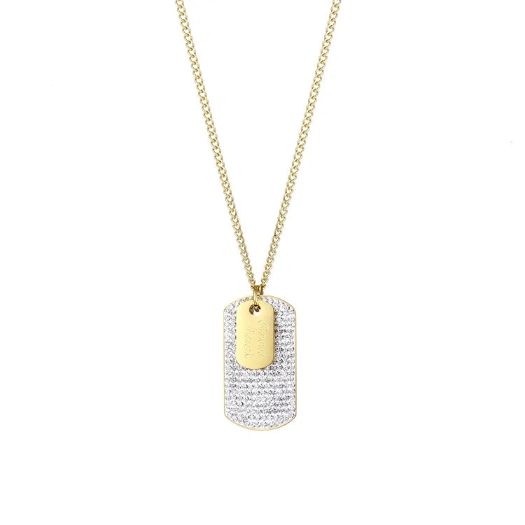 Non Tarnish Gold Jewelry Bling Bling Jewelry Stainless Steel Rhinestone Diamond Necklace Charm Pendant Jewelry