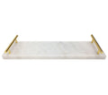 Luxurious White Marble Serving Tray Rectangle Plate Dish with Gold Handles Elegant Dining and HomeHotel Decor Essential