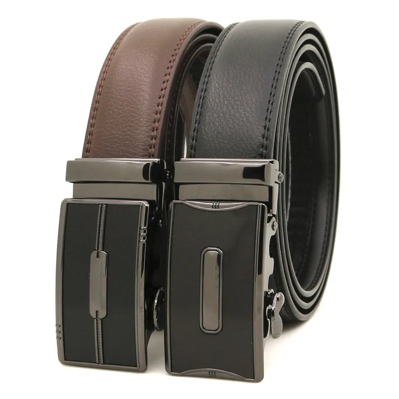 LQbelt 35MM Men's Automatic Buckle Belt Waistband Leather Belts for Men Ratchet Custom LOGO OEM Factory