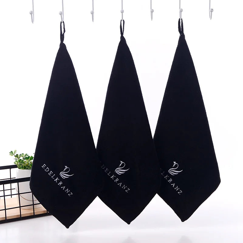 Custom Black Microfiber Face Towel Quick-Dry Makeup Removal Washcloths Woven Technique 400gsm Weight