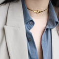 New Punk Belt Snake Bone Clavicle Chain Necklace for Women Simple Fashion Personality Metal Gold Buckle Shape Choker Necklace