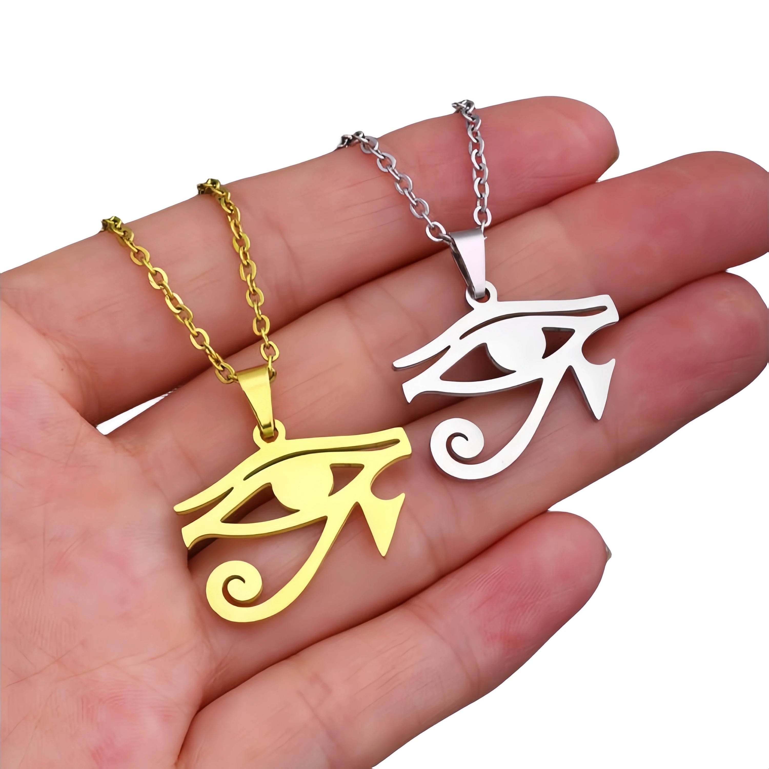 Factory Personalized Simple Glossy Ancient Egyptian Pharaoh's Stainless Steel Sweater Chain Demon Eye Pendant Necklace