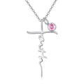 Stainless Steel Zircon Birthstone Faith Cross Necklace Unisex Religious Christian Pendant Necklaces Jewelry Gifts Certified