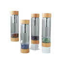Bamboo Lid Crystal Water Bottle Gemstones Quartz Crystal Cup  Healing Stones Bottles with Tea Infuser