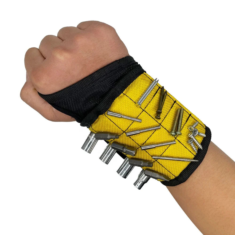 Customized Durable Two Pocket Adjustable Holding Screws Pin Strong Magnets Magnetic Wristband Tool Organizer
