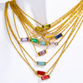 SSeeSY 18K Gold Plated Stainless Steel Non Tarnish Waterproof Ladies Fashion Jewelry Cubic Zirconia Birthstone Necklaces