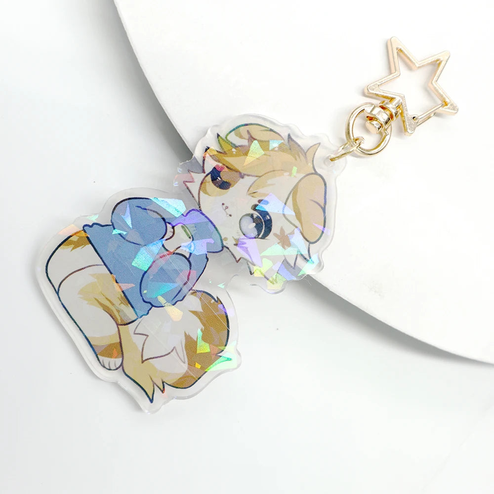 Epoxy Star Hologram UV Printed Anime Acrylic Shaker Bag Keychain Charm Waterproof