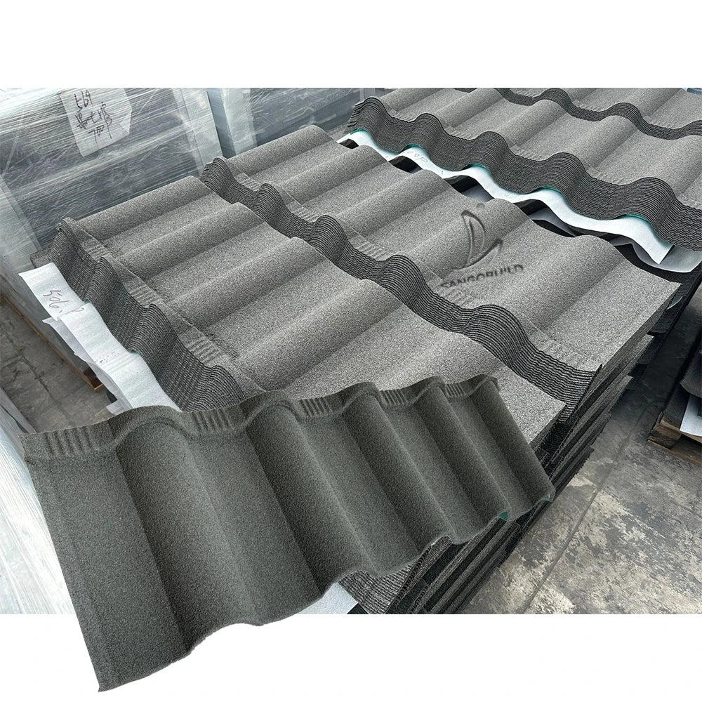 Lifetime Corrugated Stone Coated Metal Roofing Tiles Heat Resistant Durable UV Resistant Black for Jamaica