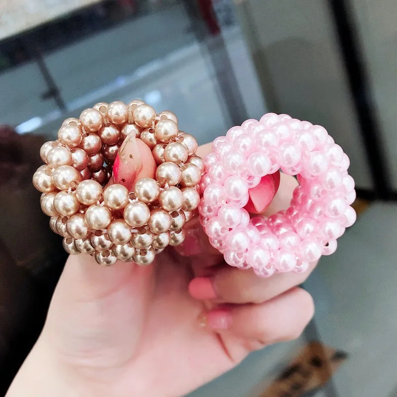 Wholesale Korean Fashion Hair Tie Pearl Cute Pearl Ponytail Holder Hair Tie Luxury Hair Ties for Women
