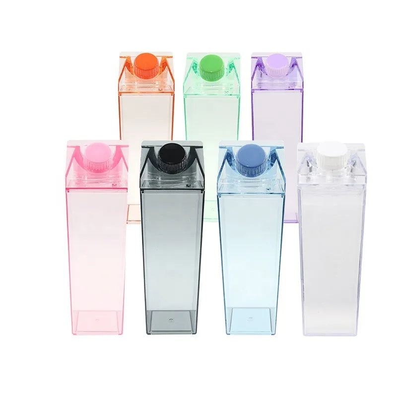 1000ml 500ml clear square Milk Box Carton Plastic Water Bottle Custom Printing
