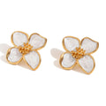 18K PVD Glossy Gold Stainless Steel Waterproof Minimalist Trendy Flower Stud Earrings Jewelry