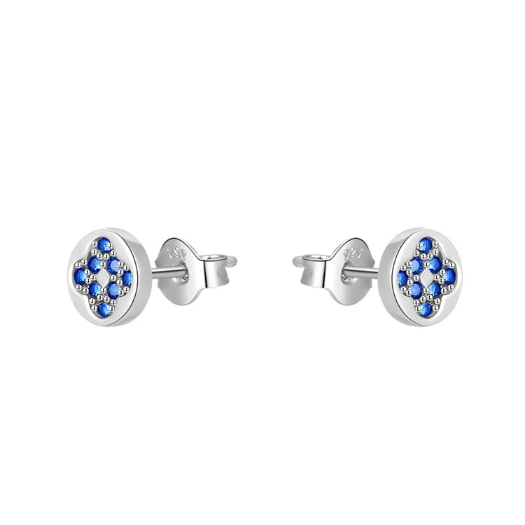 Custom 925 Sterling Silver Round Shape Rhodium Plating Diamond Earring Stud