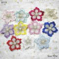 Factory Supply 3D Decorative Flowers Multicolor Pearl Lace Appliques Embroidered Voile Fabric for Woman Clothes Kids Dress Bag