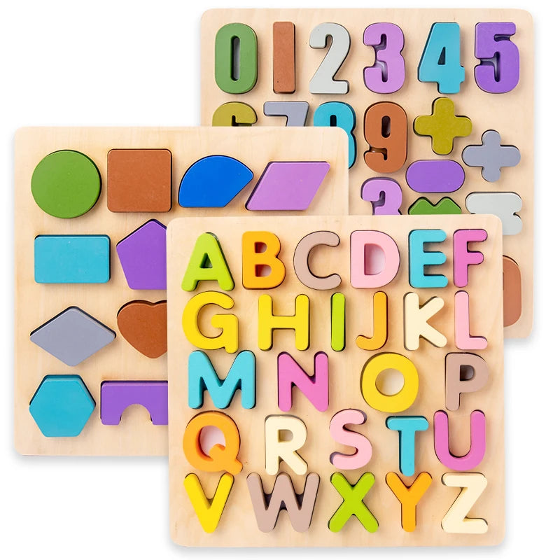 New Design Kids Learning Toys Wooden  Number Shape Puzzles Educational Jigsaw  Board  for Children Boys Girls