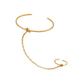 Chris April in Stock Fashion 316L Stainless Steel Simple PVD Gold Plated Non-tarnish Intergrated Ring Cuff Bracelet