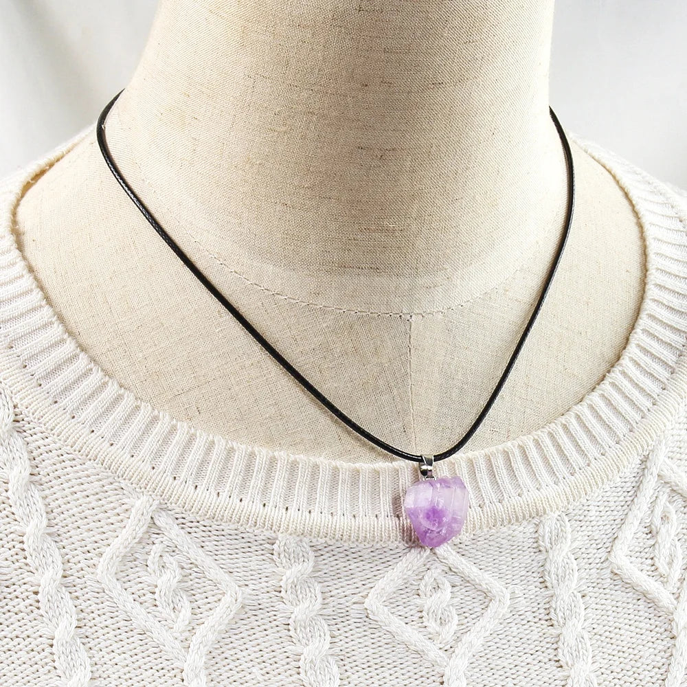 New Fashion Vintage Healing Black Cord Women Jewelry Irregular Amethyst Druzy Charm Choker Necklace