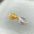 18K Gold Filled & 925 Sterling Silver Trendy Industrial Style Irregular Texture Rough Ring for Party and Anniversary