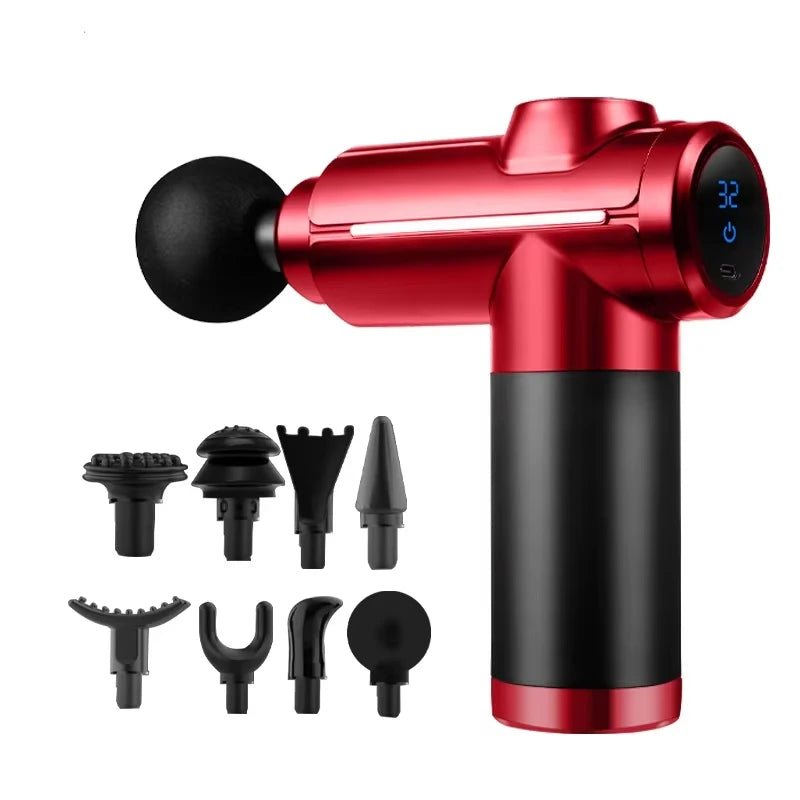 LCD Display Touch Screen 8-Head Muscle Vibration Massage Gun Deep Tissue Percussion for Body with 30 Speed Settings