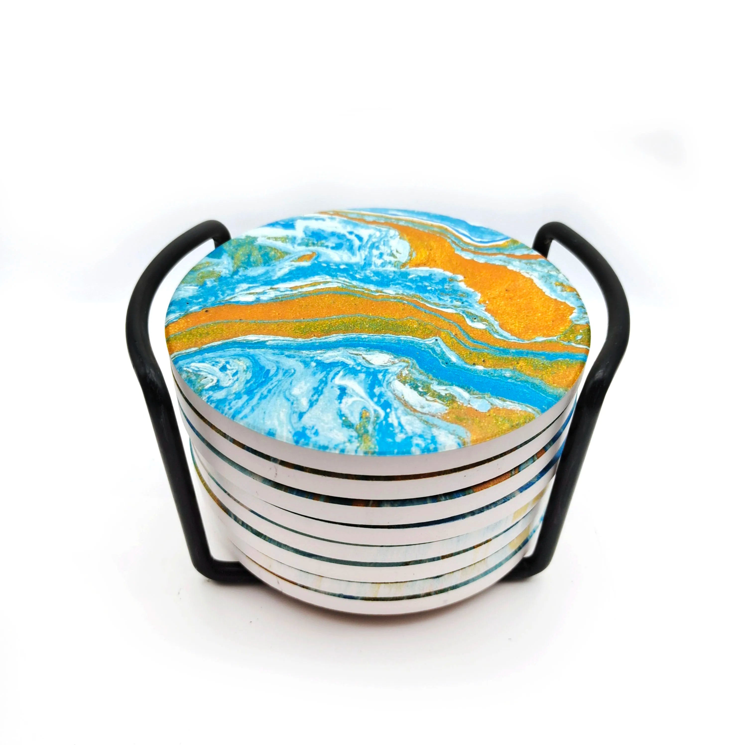 10.3cm Round Ceramic Car Coaster Mug Mat Heat Sublimation Cars Cup Coaster Ceramic Blank Support Customization Design